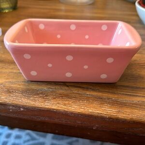 Pink polka dot 12oz Temptations stoneware.